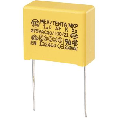 TRU COMPONENTS MKP-X2 1 stuk(s) MKP-X2-ontstoringscondensator Radiaal bedraad 1 µF 275 V/AC 10 % 22.5 mm (l x b x h) 26.5 x 12.5 x 21.5 mm