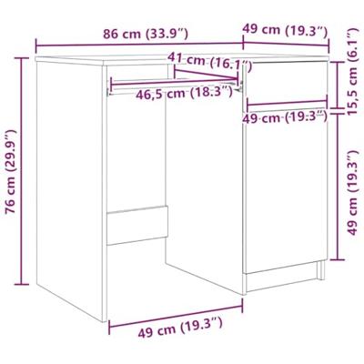 Bureau ambachtelijk 86x49x76 cm spaanplaat eikenkleurig - thumbnail