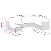 7-delige Loungeset met kussens poly rattan grijs - thumbnail