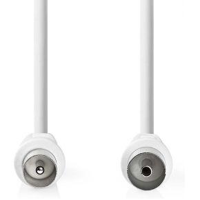 Coaxkabel | IEC (Coax) Male | IEC (Coax) Female | Vernikkeld | 90 dB | 75 Ohm | Dubbel Afgeschermd | 2.00 m | Rond | PVC | Wit