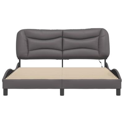 Bedframe met LED-verlichting kunstleer grijs 160x200 cm