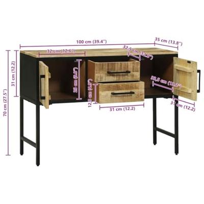 Wandtafel met lade Bruin 100 x 35 x 70 cm massief mangohout