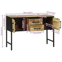 Wandtafel met lade Bruin 100 x 35 x 70 cm massief mangohout - thumbnail