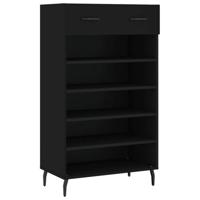 Schoenenkast 60x35x105 cm bewerkt hout zwart - thumbnail