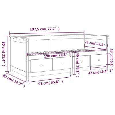 Slaapbank 75x190 cm massief grenenhout zwart Slaapbank 75x190 cm massief grenenhout zwart