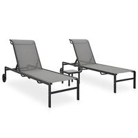 Ligbedden 2 st met tafel textileen en staal - thumbnail