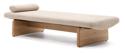 Kave Home Topaz ligbed chenille Beige essenhout naturel Kave Home Topaz ligbed chenille Beige essenhout naturel