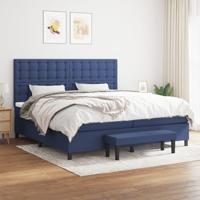 Boxspring met matras stof blauw 200x200 cm - thumbnail