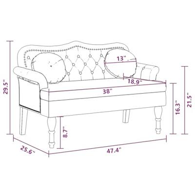 Bankje met kussens 120,5x65x75 cm fluweel donkergrijs