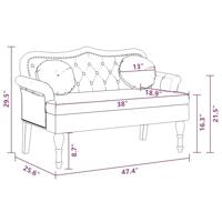 Bankje met kussens 120,5x65x75 cm fluweel donkergrijs - thumbnail
