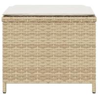 Tuinkrukken 4 st met kussens 40x40x35 cm poly rattan beige - thumbnail