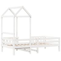 Bedframe met huisje massief grenenhout wit 75x190 cm - thumbnail