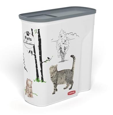 Curver Droogvoerbak voor honden, 2,5 kg, 6 l, luchtdicht, geurremmend, voor hondenvoer, container met draaggreep, 19 x 30 x 35 cm, wit