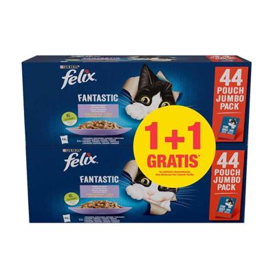PURINA Felix Fantastic Selection of flavors in jelly - nat kattenvoer - 44x85g + 44x85g GRATIS