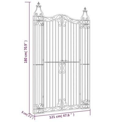 Poort 121x8x180 cm smeedijzer zwart