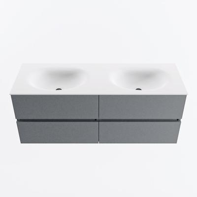 MONDIAZ VICA 130cm badmeubel onderkast Plata 4 lades. Wastafel MOON dubbel 2 kraangaten, kleur Talc.