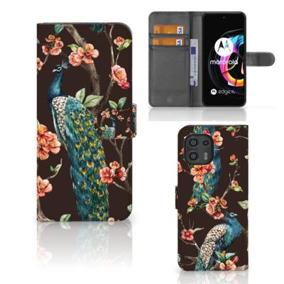 Motorola Edge 20 Lite | Telefoonhoesje | Met pasjeshouder | Pauw met Bloemen