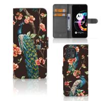 Motorola Edge 20 Lite | Telefoonhoesje | Met pasjeshouder | Pauw met Bloemen - thumbnail