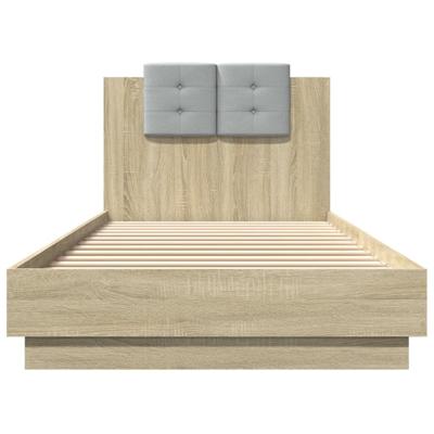 Bedframe met hoofdbord en LED sonoma eikenkleurig 90x200 cm - thumbnail