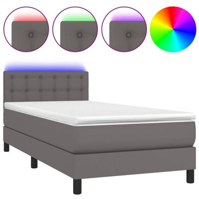 Boxspring met matras en LED kunstleer grijs 80x200 cm