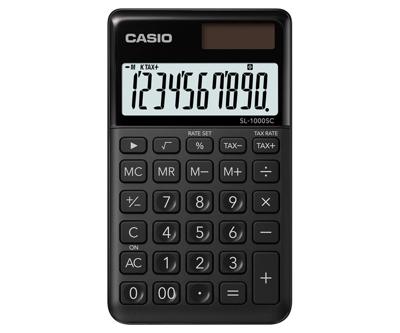 Casio SL-1000SC-BK Zakrekenmachine Zwart Aantal displayposities: 10 werkt op zonne-energie, werkt op batterijen (b x h x d) 71 x 9 x 120 mm Casio SL-1000SC-BK Zakrekenmachine Zwart Aantal displayposities: 10 werkt op zonne-energie, werkt op batterijen (b x h x d) 71 x 9 x 120 mm