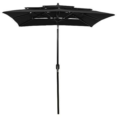 VidaXL Parasol 3-laags met aluminium paal 2x2 m zwart