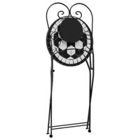 Bistrostoelen 2 st inklapbaar keramiek zwart en wit - thumbnail