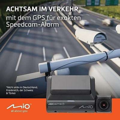 Mio MiVue 955 W Dashcam autocamera met 4K Ultra HD-resolutie & 2,5 K HDR voor extra scherpe beelden dag en nacht I real-time back-up van de dashcam dankzij WLAN & OTA I Dashcam 4K met speedcam
