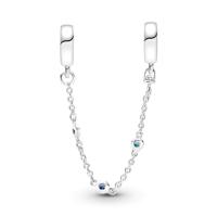 Pandora 791688C01 Bedel Veiligheidsketting Triple Blue Stone zilver-kristal blauw - thumbnail
