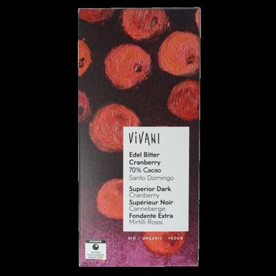Vivani Chocolade puur cranberry 70% bio 80 Gram Vivani Chocolade puur cranberry 70% bio 80 Gram