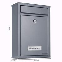 Brievenbus met 2 sleutels in Zilverkleurig - thumbnail