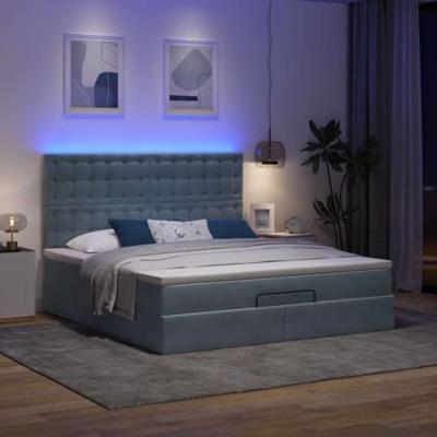 Ottoman bed met matrassen en LED's 180x200cm fluweel