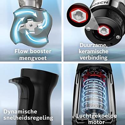 Bosch Haushalt ErgoMaster Serie 6 Staafmixer 1200 W Met maatbeker, Met mixbeker, Multifunctioneel, Met garde, BPA-vrij RVS, Zwart