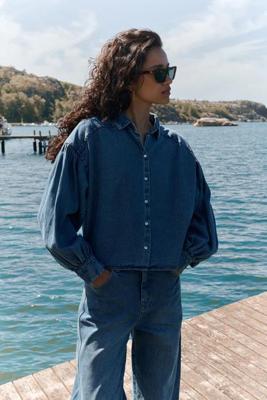 By-Bar sarah short denim blouse | medium denim By-Bar sarah short denim blouse | medium denim