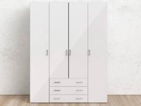 Kast SPACIO 4 deuren 3 lades wit/glanzend wit - thumbnail