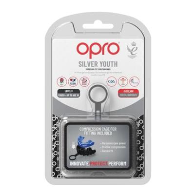Opro 790007 Silver Superior Fit Mouthguard - Navy-Sky Blue - JR