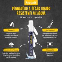 Securit Waterproof krijtmarker medium wit, blister met 4 stuks - thumbnail