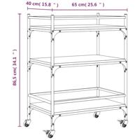 Keukentrolley 65x40x86,5 cm bewerkt hout zwart - thumbnail
