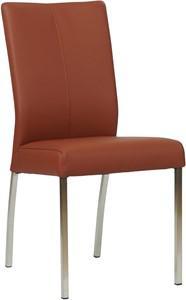 Donkercognac leren moderne eetkamerstoel Comfort - poot vierkant rvs - Toledo Leer Terra (donkercognac leer)