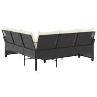 Loungebank met kussens L-vormig poly rattan zwart - thumbnail