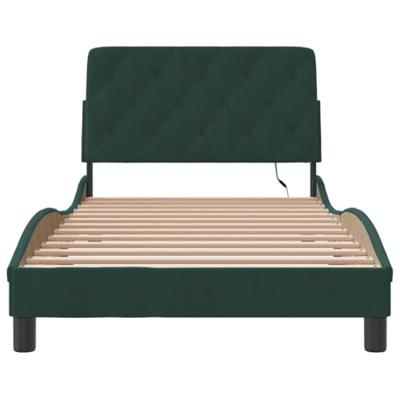Bedframe met LED-verlichting fluweel donkergroen 100x200 cm