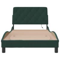 Bedframe met LED-verlichting fluweel donkergroen 100x200 cm - thumbnail