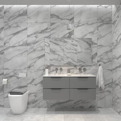 Badkamermeubelset Gliss Design Hera Mat Zwart 120cm 2 Laden Beton Grijs Mat (Keuze Wastafel)