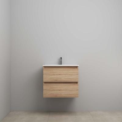 On-Line Onderkast - 60 cm - Voorgemonteerd - Porseleinen Wastafel - 1 Kraangat - Eiken