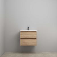 On-Line Onderkast - 60 cm - Voorgemonteerd - Porseleinen Wastafel - 1 Kraangat - Eiken - thumbnail