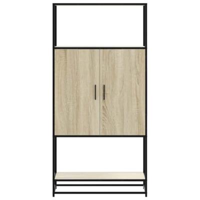 Hoge kast 68x35x139 cm bewerkt hout en metaal sonoma eikenkleur