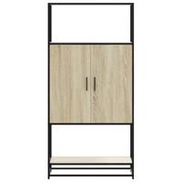 Hoge kast 68x35x139 cm bewerkt hout en metaal sonoma eikenkleur - thumbnail