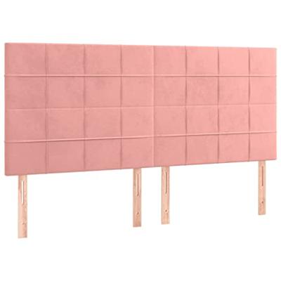 Bedframe met hoofdeinde fluweel roze 180x200 cm