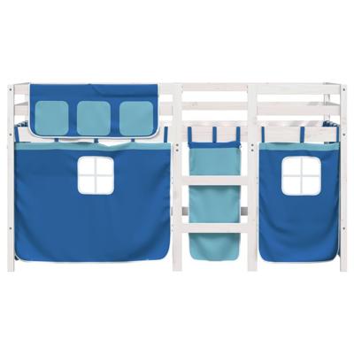 Kinderhoogslaper met gordijnen 80x200 cm grenenhout blauw - thumbnail