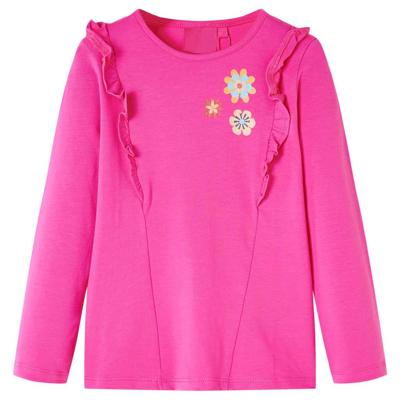 Kindershirt met lange mouwen bloemenprint 104 donkerroze